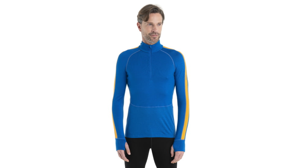 Icebreaker 260 ZoneKnit Long Sleeve Half Zip Thermal Top - Mens, Lazurite/Solar/Cb, Extra Large, IB0A56HF876XL