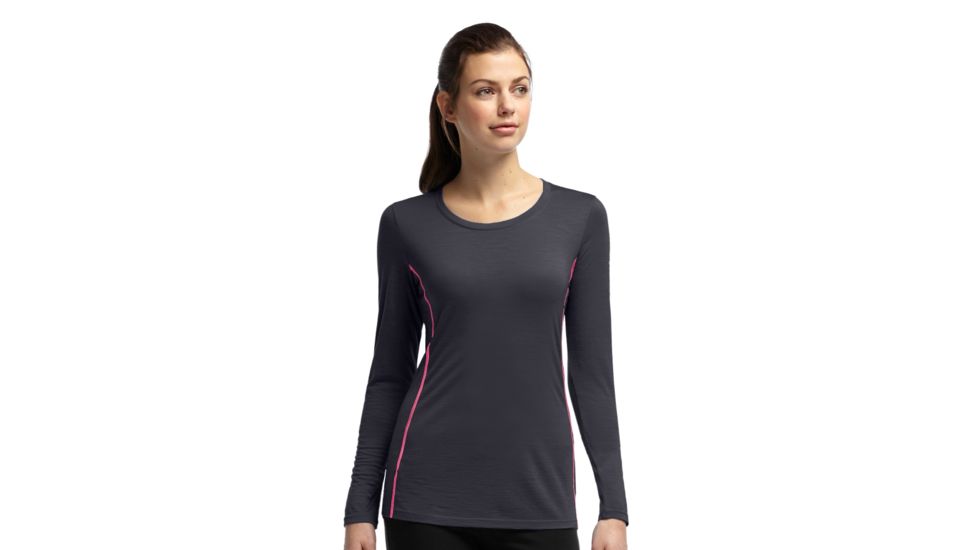 Icebreaker Aero Long Sleeve Crewe - Women's-Panther/Shocking-X-Large