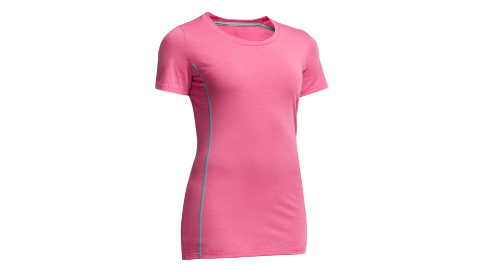 Icebreaker Aero Short Sleeve Crewe - Women's-Shocking/Aquamarine-Large