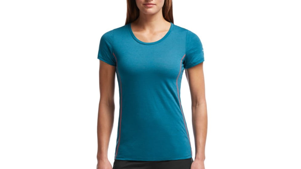 Icebreaker Aero Short Sleeve Crewe - Women's-Shore/Grapefruit-Medium