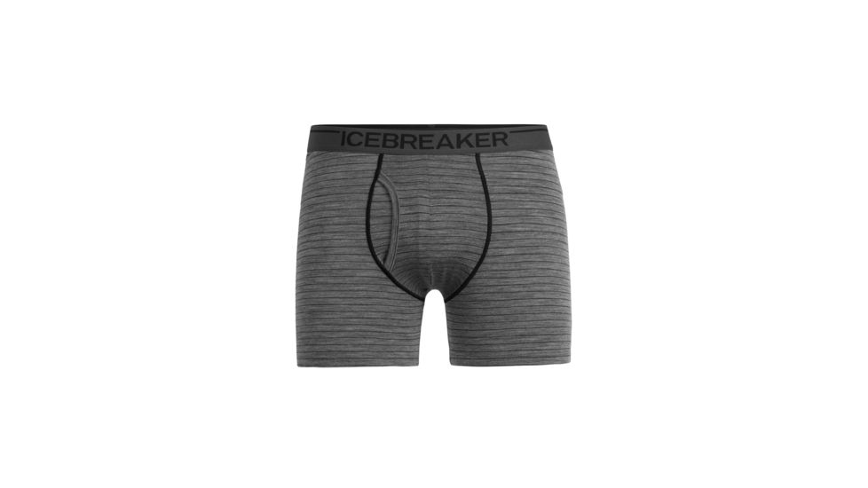 Icebreaker Anatomica Boxers w Fly - Mens, Gritstone HTHR Stripe, Small, 103030013S