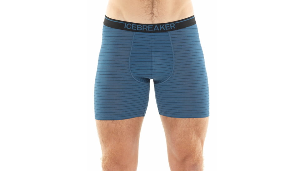 Icebreaker Anatomica Long Boxers - Mens, Thunder/Black/Stripe, M, 103055409M