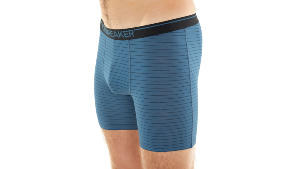 Icebreaker Anatomica Long Boxers - Mens, Thunder/Black/Stripe, M, 103055409M