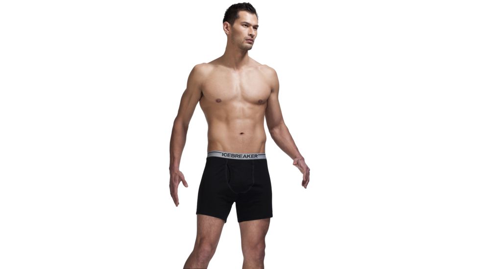Icebreaker Anatomica Relaxed Boxer w/Fly - Men's-Black/Mineral-Medium