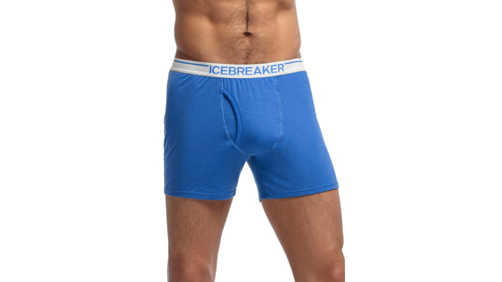 Icebreaker Anatomica Relaxed Boxer with Fly - Men's-Cadet/White-X-Large