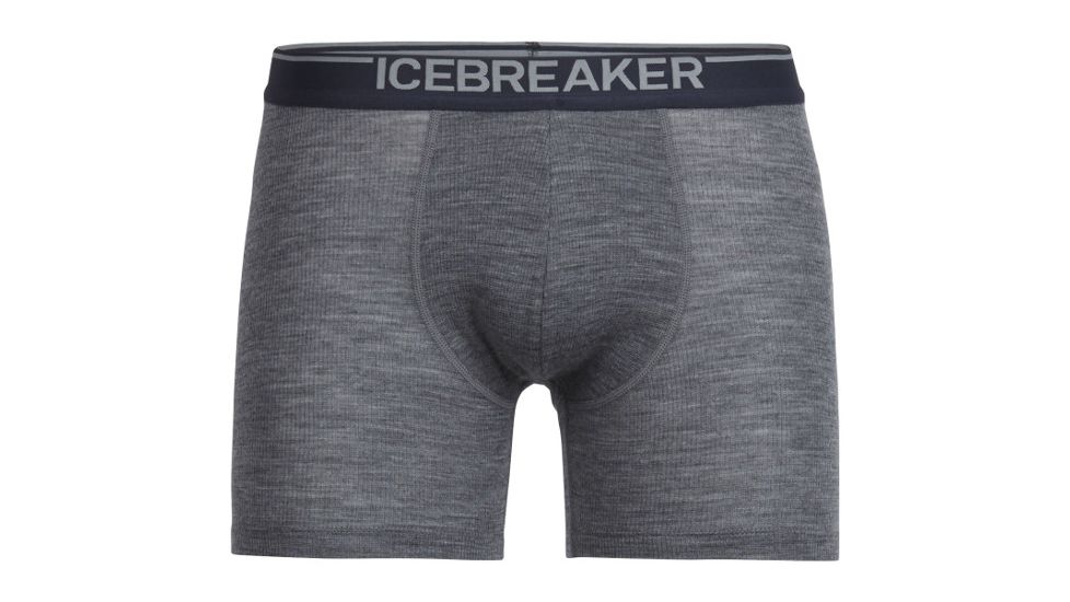 Icebreaker Anatomica Rib Boxer with Fly - Men's -Gritstone Heather/Stealth-Medium