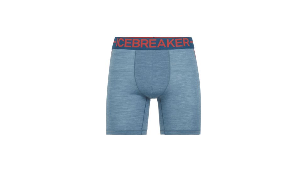 Icebreaker Anatomica Zone Long Boxers - Mens, Granite Blue Heather/Chili Red, Small, 104114-403-S
