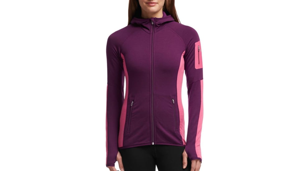 Atom Long Sleeve Hood Jacket - Womens-Maroon/Shocking/Maroon-Small