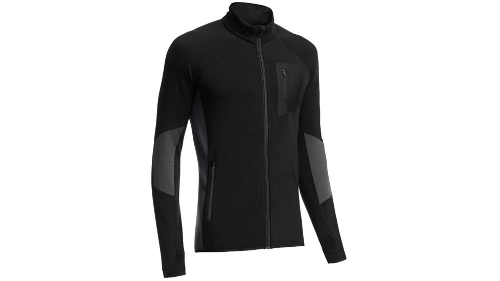 Icebreaker Atom Long Sleeve Zip - Mens-Black/Monsoon-Large