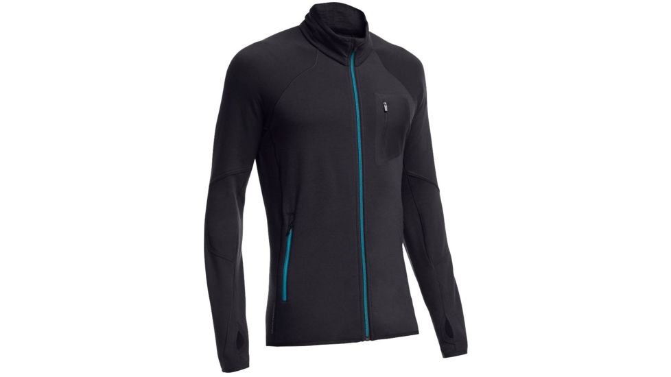 Icebreaker Atom Long Sleeve Zip - Mens-Carbon/Alpine-Large