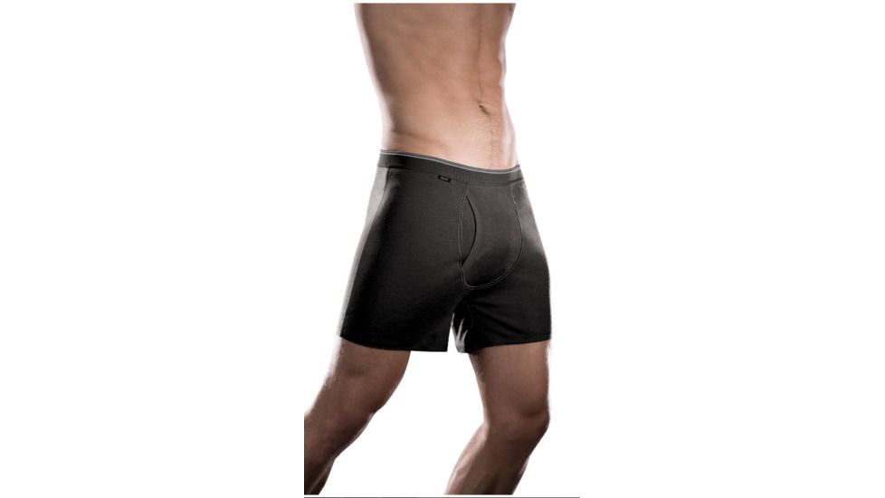 Icebreaker Body Fit Relaxed Boxer w/Fly 150 - Men's-Black/Mineral-Large