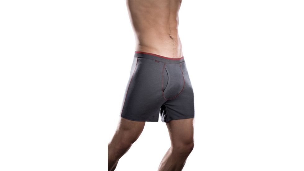 Icebreaker Body Fit Relaxed Boxer w/Fly 150 - Men's-Pewter/Rocket-Large