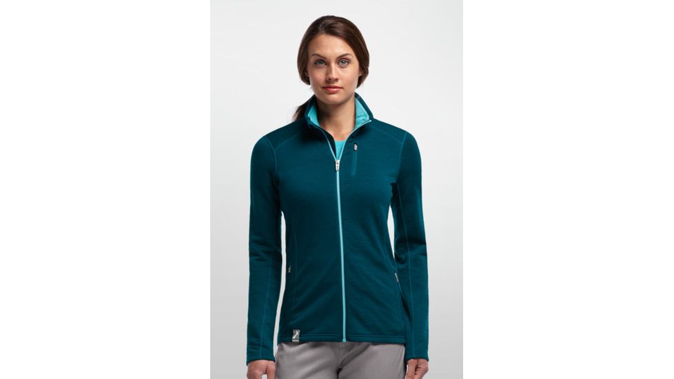 Icebreaker Cascade Long Sleeve Zip Jacket - Women's-Medium-Stripe Glacier