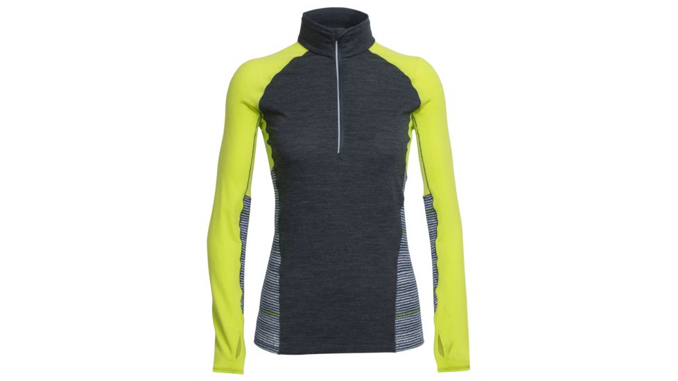 Icebreaker Comet Long Sleeve Half Zip Impulse - Women's-Jet Heather/Cactus-X-Small