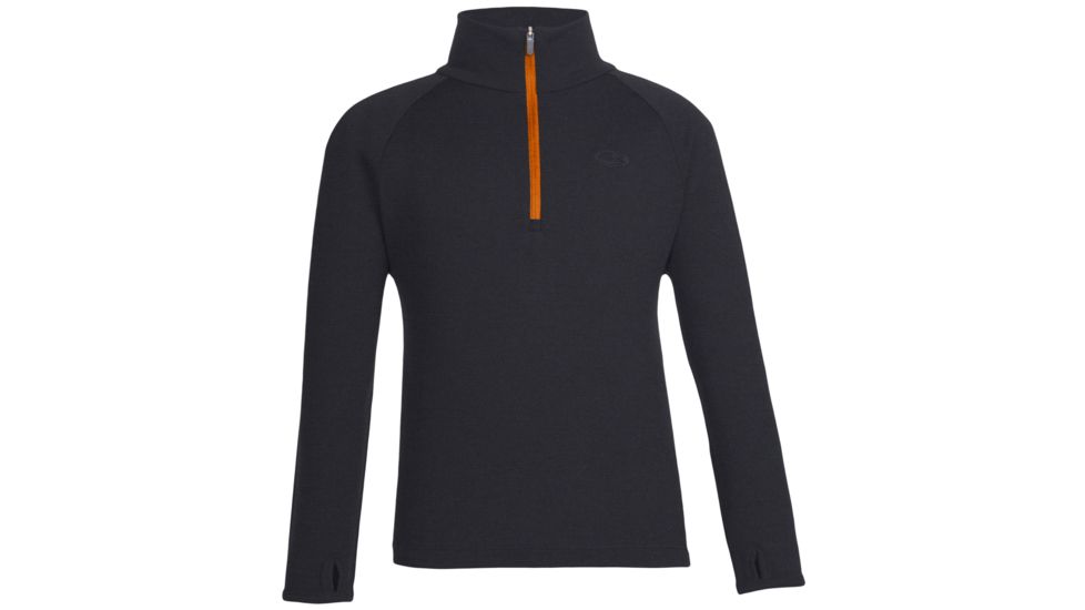 Icebreaker Compass Long Sleeve Half Zip - Kids'-Black/Balsam-12
