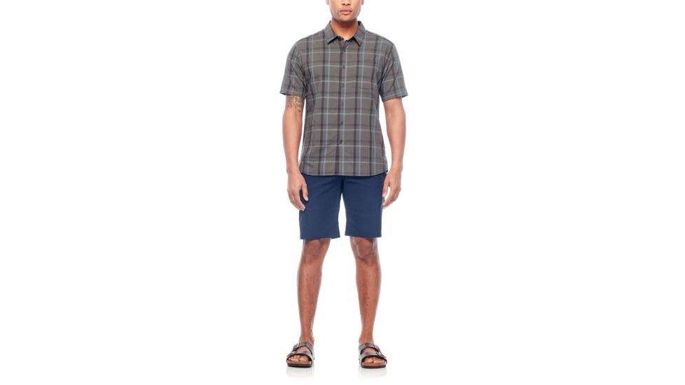 Icebreaker Compass Short Sleeve Shirt, Metal/Monsoon/Plaid, S, 103611002S