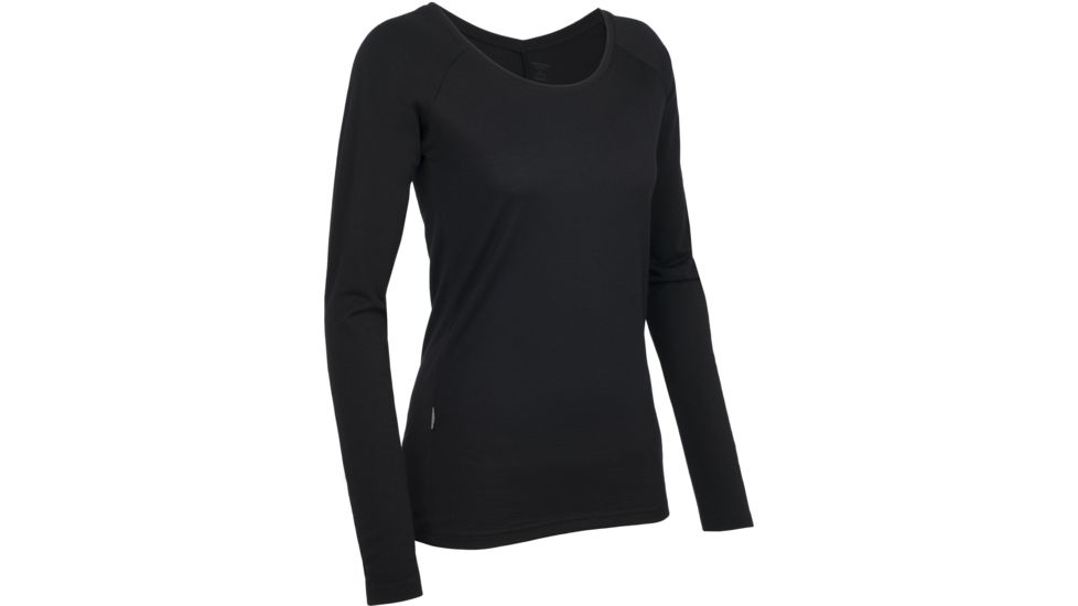 Icebreaker Crush Long Sleeve Scoop Top - Women's-Black-Large