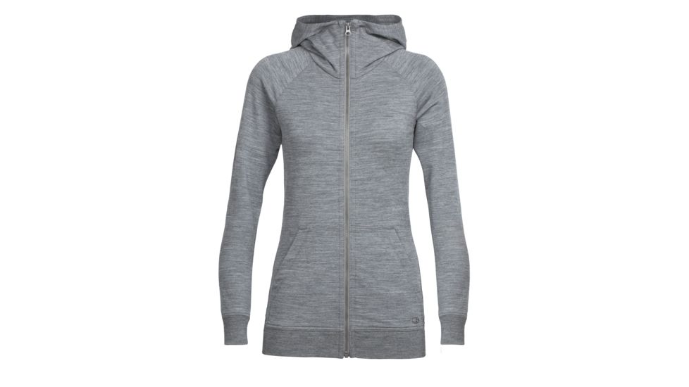 Icebreaker Crush Long Sleeve Zip Hood - Women's, Gritstone Heather, Large, 104093001L