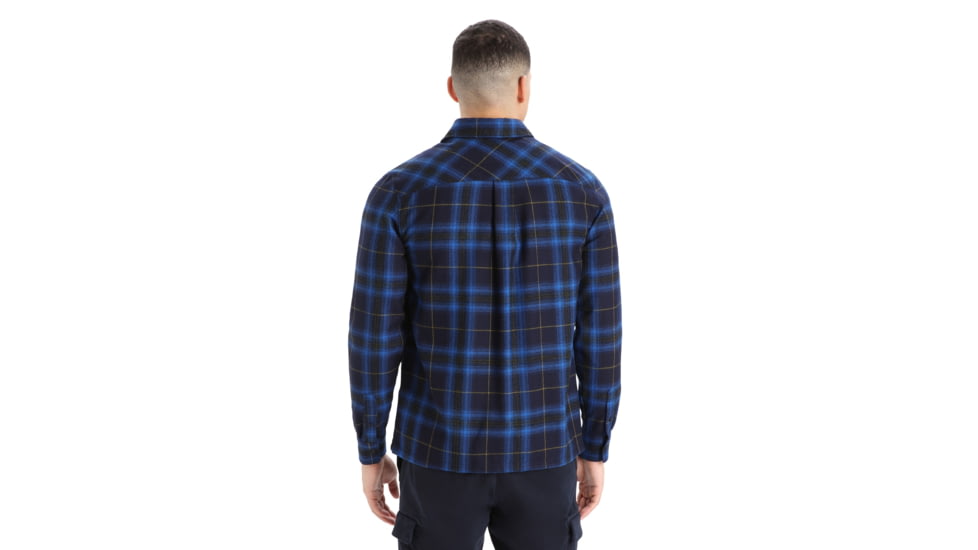 Icebreaker Dawnder Long Sleeve Flannel Shirt Plaid - Mens, Midnight Navy/Kyanite, Small, IB0A59HC890S