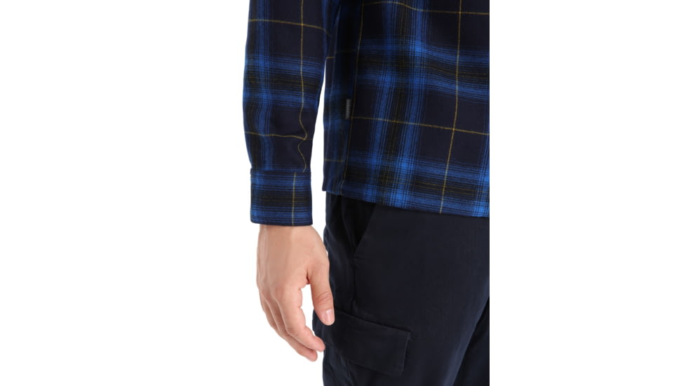 Icebreaker Dawnder Long Sleeve Flannel Shirt Plaid - Mens, Midnight Navy/Kyanite, Small, IB0A59HC890S