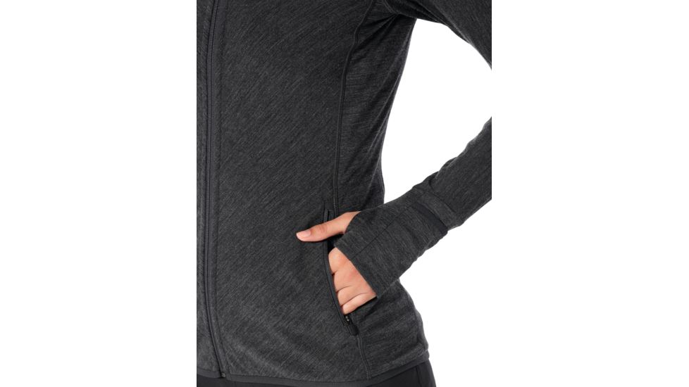 Icebreaker Descender Long Sleeve Zip - Womens, Jet HTHR, Small, 103900002S
