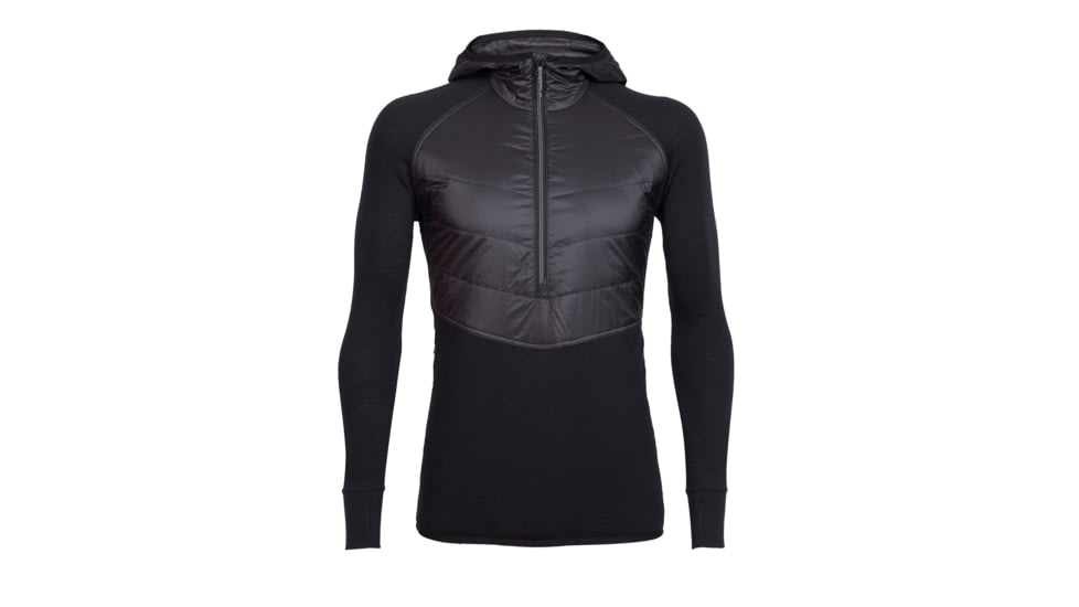 Icebreaker Ellipse Long Sleeve Half Zip Hood, Black/Black/Metal, 2XL, 103047001XXL