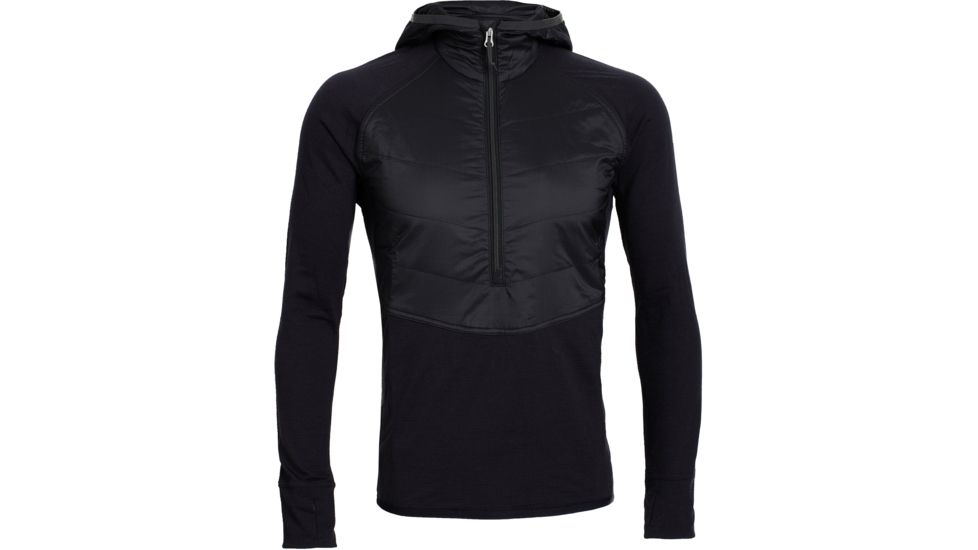 Icebreaker Ellipse Long Sleeve Half Zip Hood - Men's-Black/Black/Metal-Medium