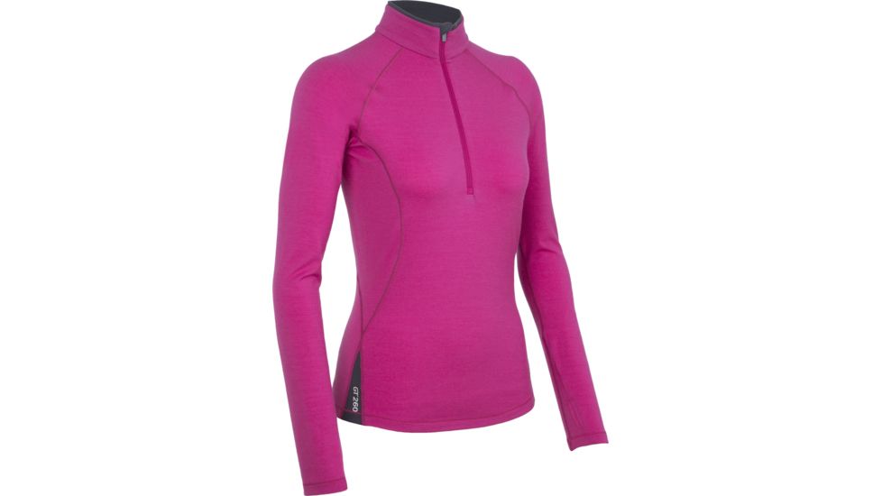 Icebreaker Express Long Sleeve Half Zip Top - Women's-Magenta/Panther-Medium