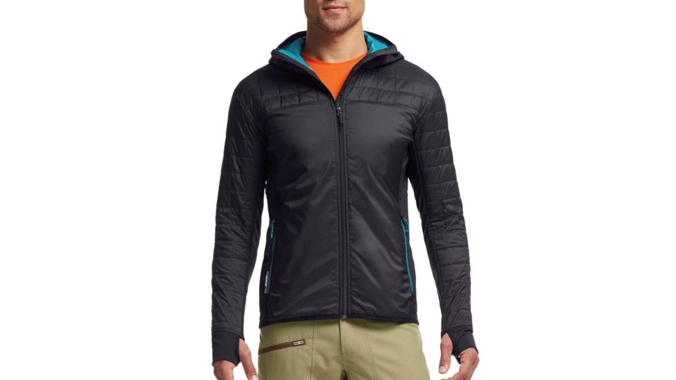 Helix Long Sleeve Zip Hood - Mens-Carbon/Alpine-Large