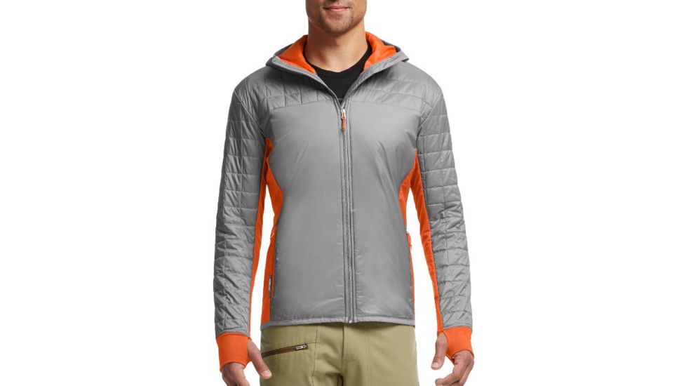 Helix Long Sleeve Zip Hood - Mens-Fossil/Spark-Large