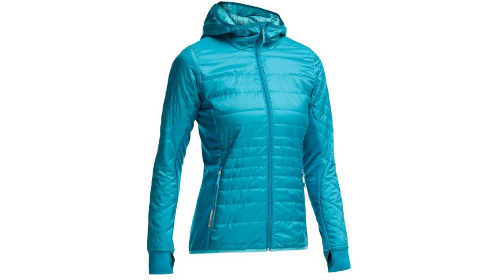 Icebreaker Helix Long Sleeve Zip Hood - Womens-Alpine/Aquamarine-Large
