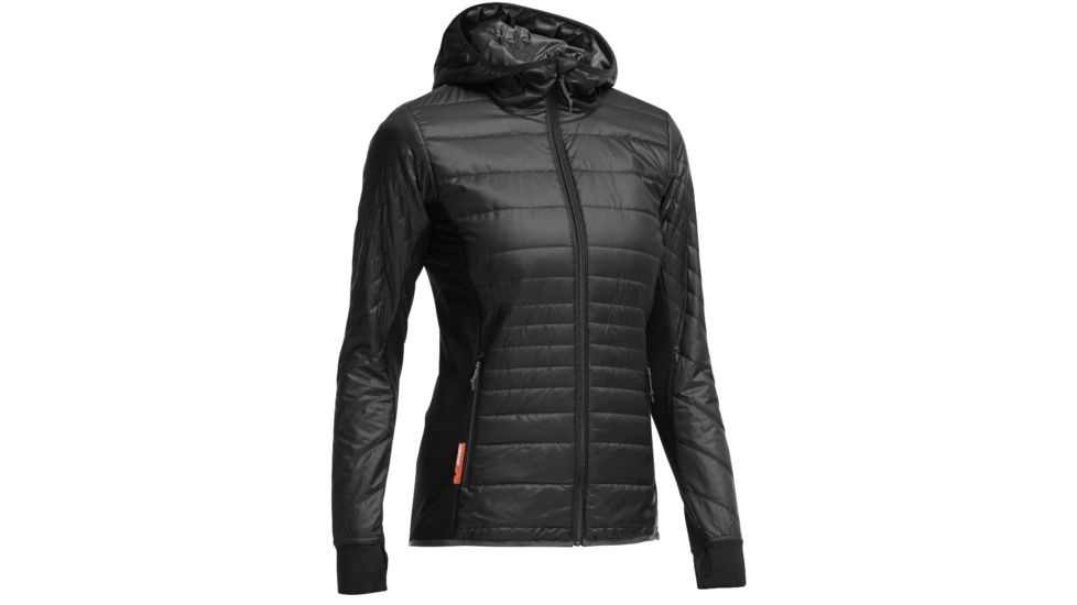 Icebreaker Helix Long Sleeve Zip Hood - Womens-Black/Monsoon-Large