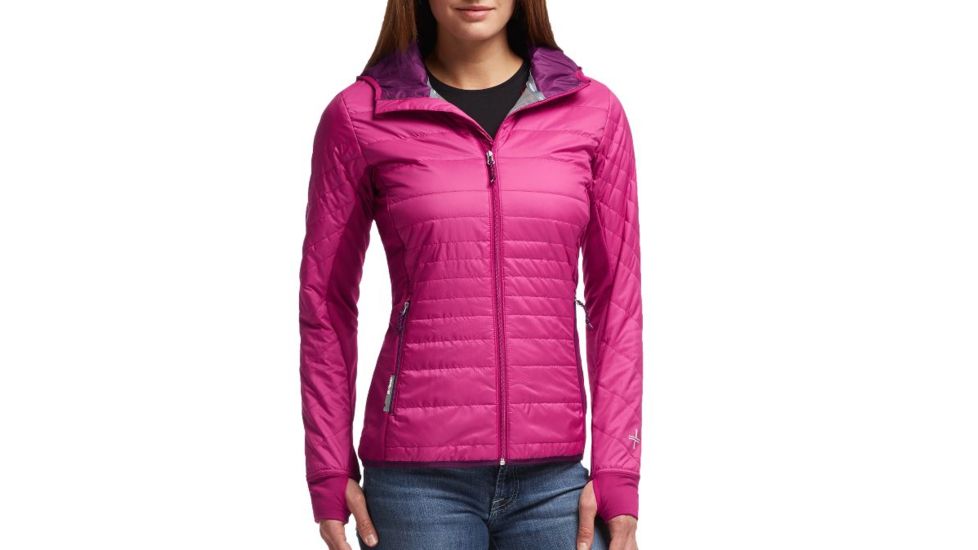 Helix Long Sleeve Zip Hood - Womens-Raspberry/Maroon-Medium
