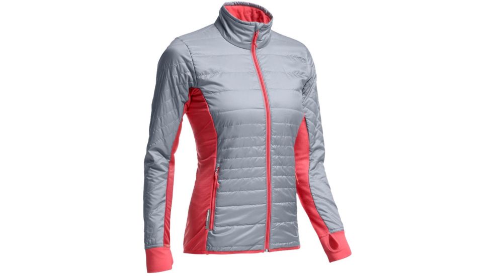 Icebreaker Helix Long Sleeve Zip Jacket - Womens-Mineral/Grapefruit-X-Small