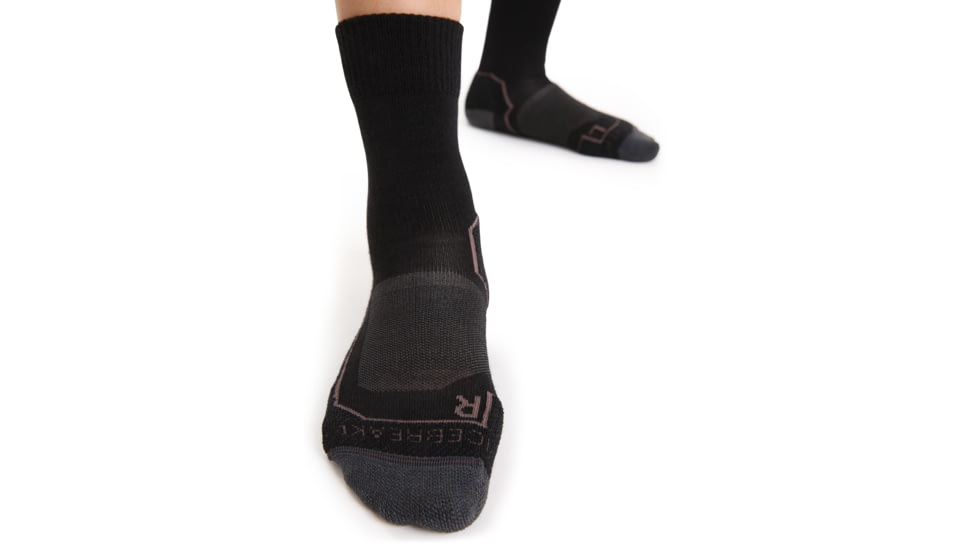 Icebreaker Hike+ Light Crew Socks - Women's, Black/Monsoon/Mink, Small, IB105099272S