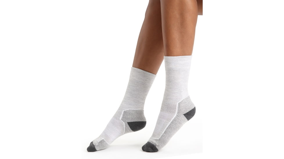 Icebreaker Hike+ Light Crew Socks - Womens, Blizzard Heather, Large, IB105099017L