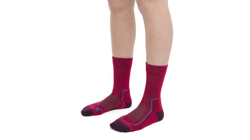 Icebreaker Hike+ Light Crew Socks - Women's, Electpnk/Nghtshad/Flxgren, Medium, IB105099975M