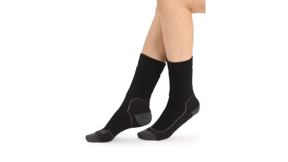 Icebreaker Hike+ Light Medium Crew Socks - Womens, Black/Monsoon/Mink, Small, IB105097272S