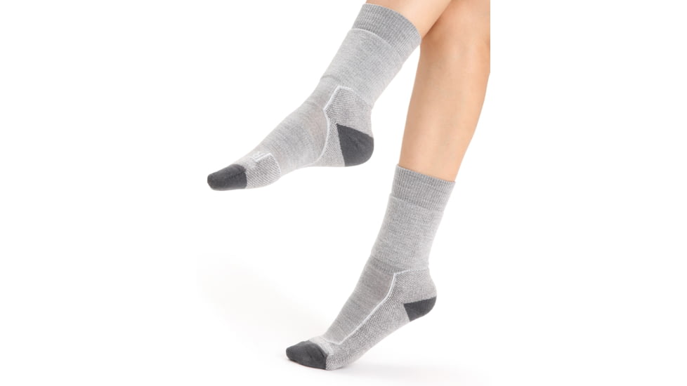 Icebreaker Hike+ Light Medium Crew Socks - Womens, Blizzard Heather, Small, IB105097017S