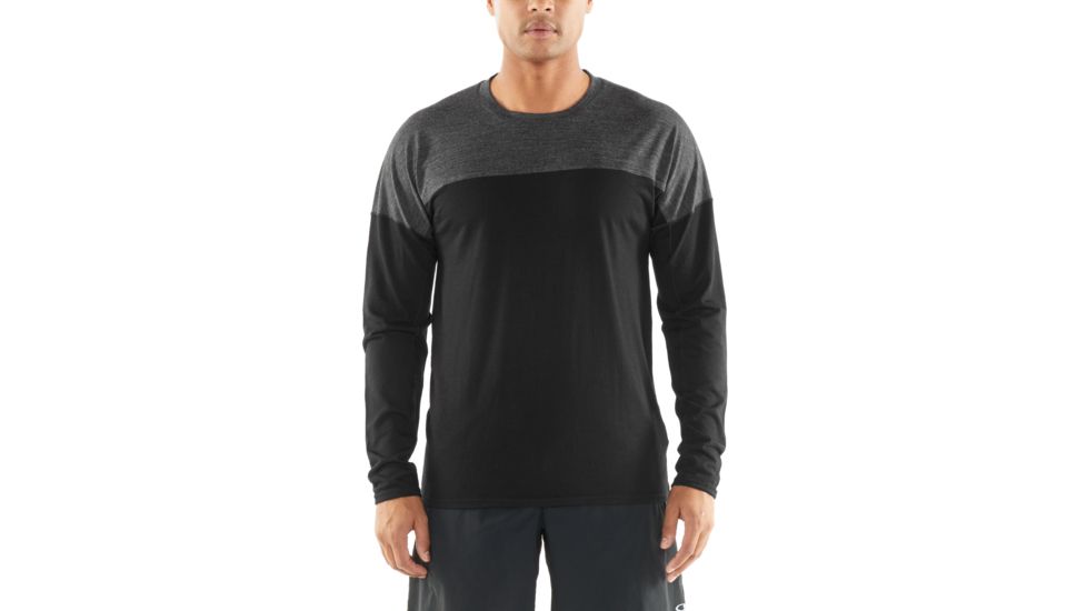 Icebreaker Kinetica Long Sleeve Crewe - Mens, Black/Black HTHR, Medium, 104585001M