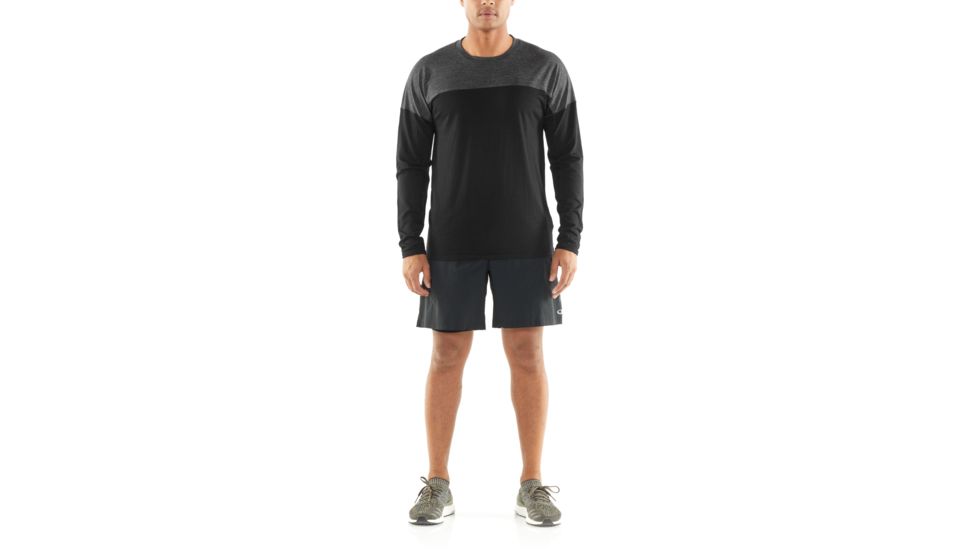 Icebreaker Kinetica Long Sleeve Crewe - Mens, Black/Black HTHR, Medium, 104585001M