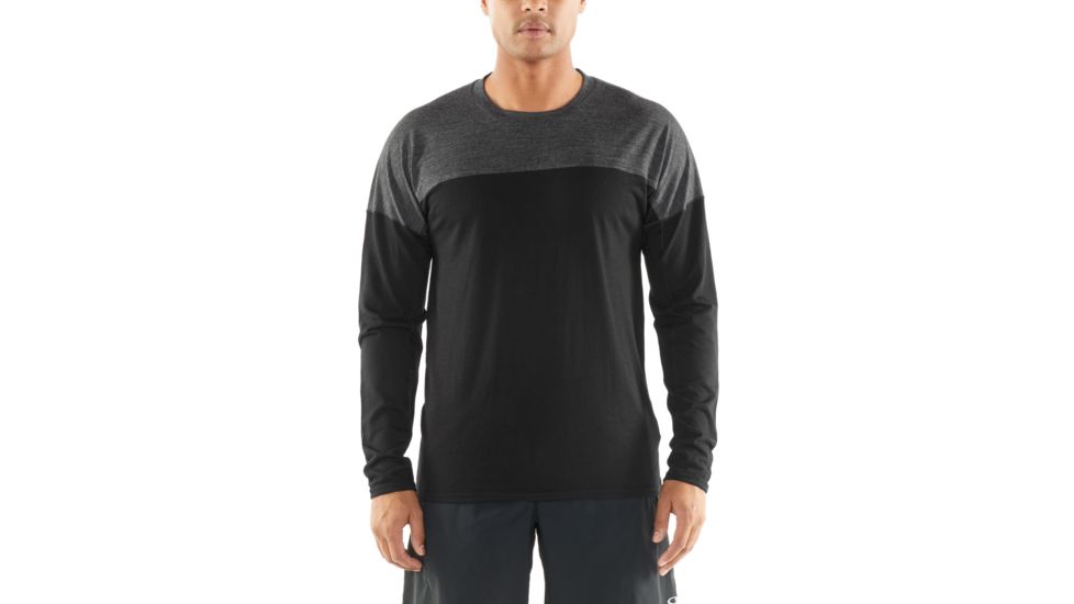Icebreaker Kinetica Long Sleeve Crewe - Mens, Black/Black HTHR, Medium, 104585001M