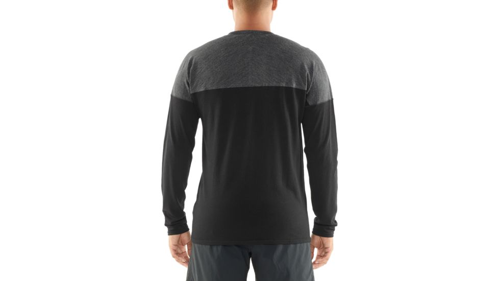 Icebreaker Kinetica Long Sleeve Crewe - Mens, Black/Black HTHR, Medium, 104585001M
