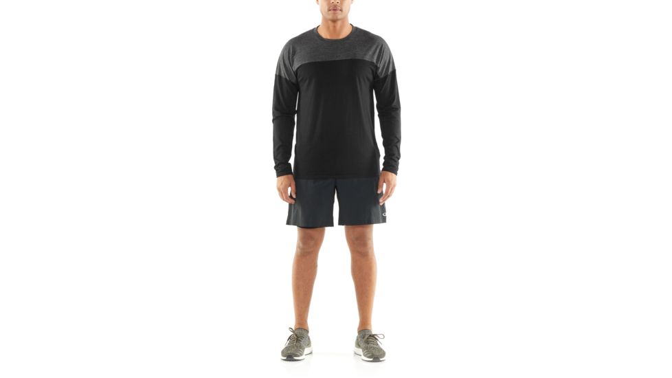 Icebreaker Kinetica Long Sleeve Crewe - Mens, Black/Black HTHR, Medium, 104585001M