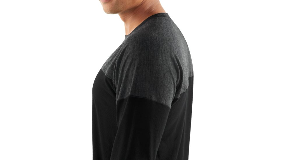 Icebreaker Kinetica Long Sleeve Crewe - Mens, Black/Black HTHR, Medium, 104585001M