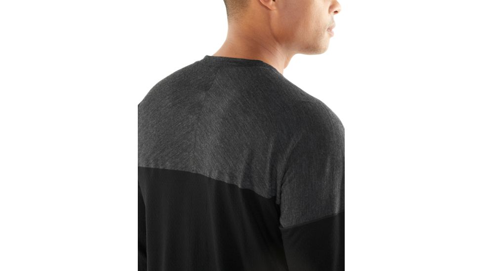 Icebreaker Kinetica Long Sleeve Crewe - Mens, Black/Black HTHR, Medium, 104585001M