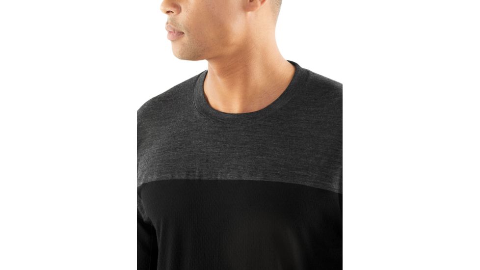 Icebreaker Kinetica Long Sleeve Crewe - Mens, Black/Black HTHR, Medium, 104585001M