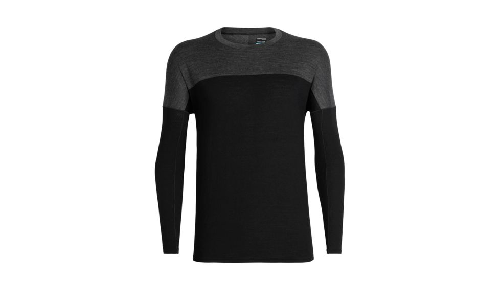 Icebreaker Kinetica Long Sleeve Crewe - Mens, Black/Black HTHR, Medium, 104585001M