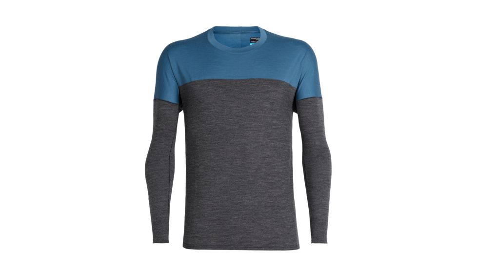 Icebreaker Kinetica Long Sleeve Crewe - Mens, Midnight Navy Hthr/Thunder, Medium, 104585401M
