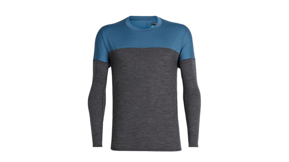 Icebreaker Kinetica Long Sleeve Crewe - Mens, Midnight Navy Hthr/Thunder, Medium, 104585401M